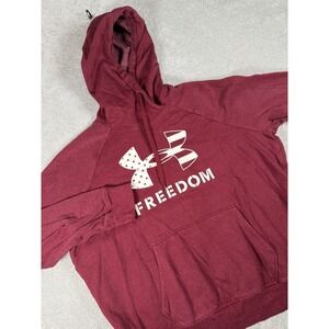 Under Armour Womens Rival Fleece Logo Hoodie Maroon Speckled Size XL Freedom